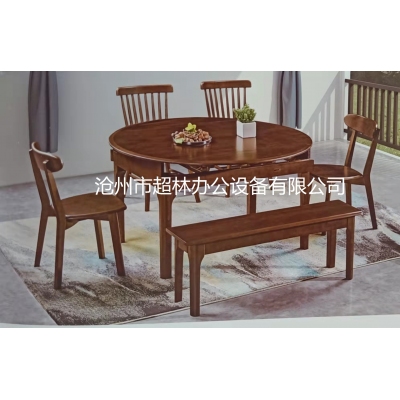 餐桌 橡膠木 胡桃色 原木色 北歐拉桌  一桌四椅