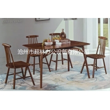 餐桌 橡膠木 胡桃色原木色 1300x800mm 一桌四椅