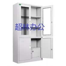 文件柜 高低對(duì)開(kāi)內(nèi)保玻璃柜 1850x900x390mm （鋼板厚度0.8mm）